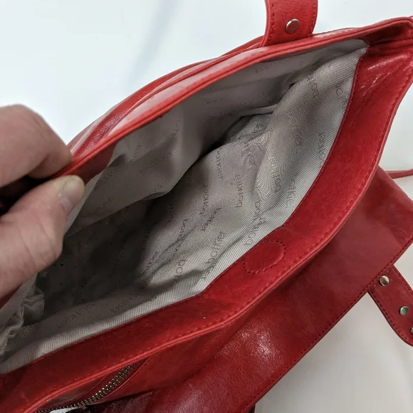 Botkier Clyde Trigger Studded Red Leather Satchel Vintage - Picture 5 of 9